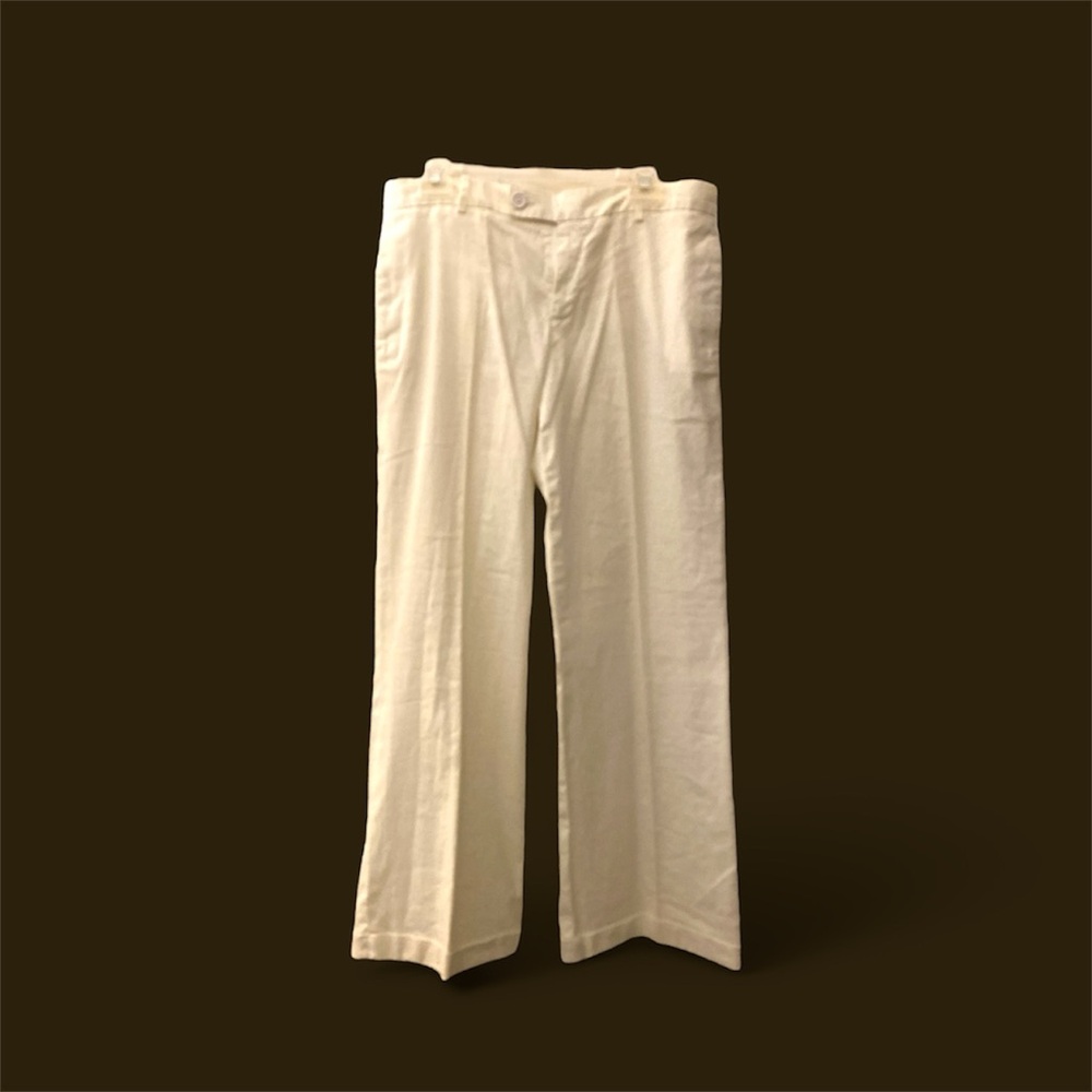 GAP white Linen wide leg cuffed trousers - Picture 13 of 14
